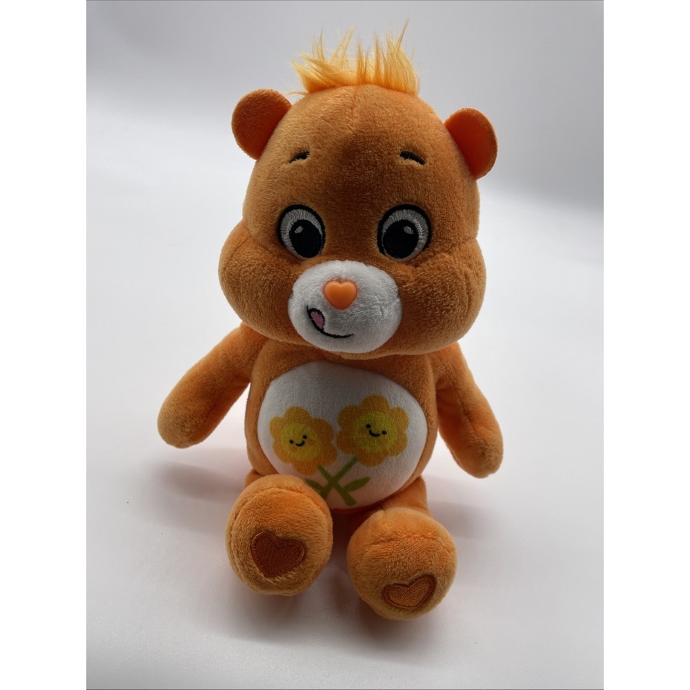 Unlock The Magic Care Bears FRIEND BEAR 9" Plush Orange Toy with‎ Flowers